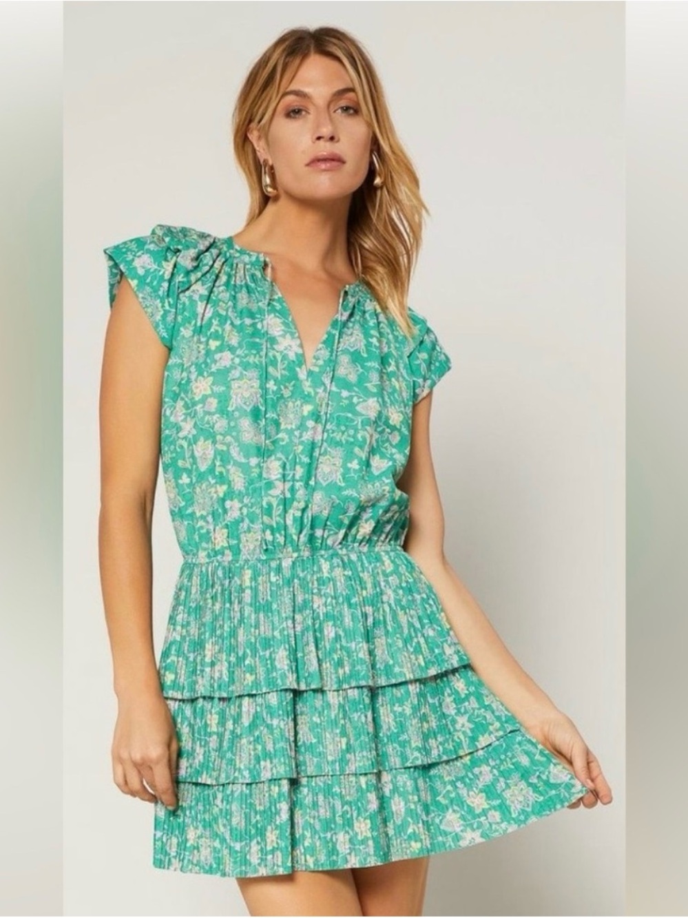 Current Air green Floral Mini Dress Sz S